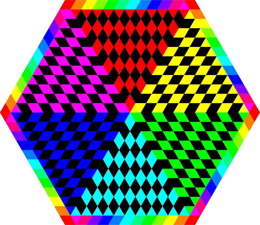 Colorful remix of the chessboard hexagon png transparent