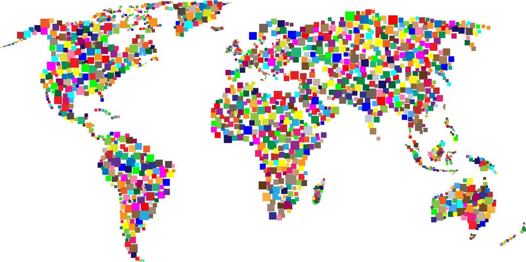 Colorful Squares World Map png transparent