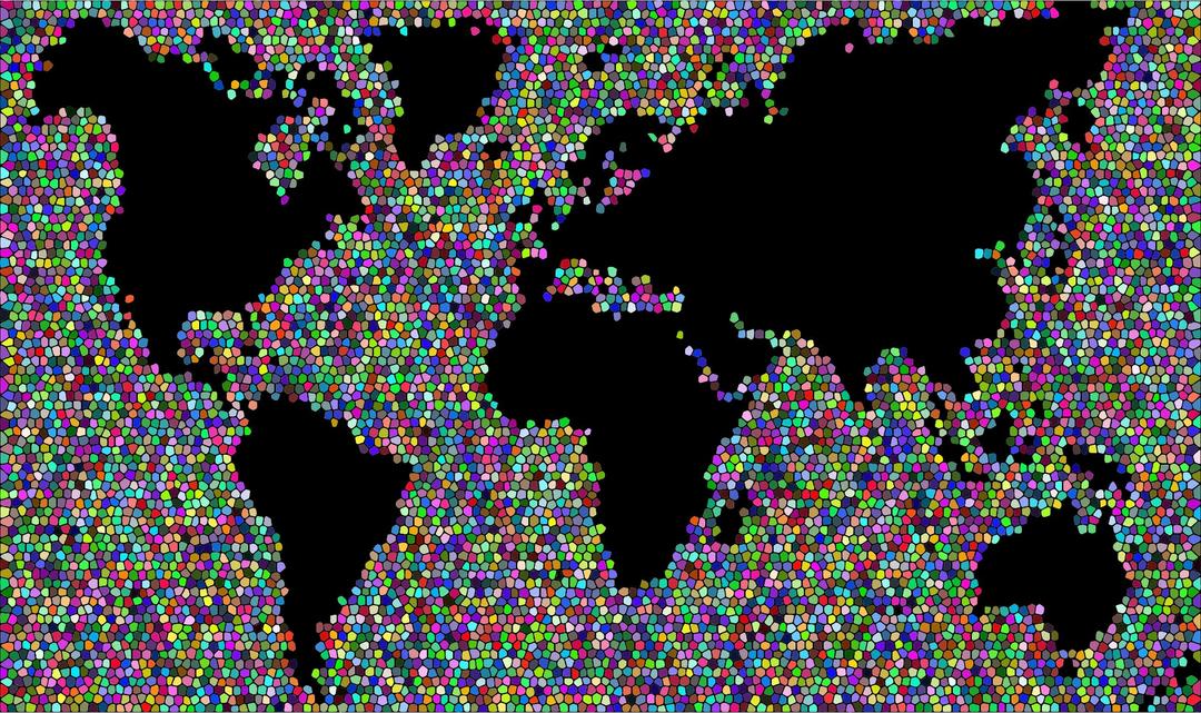 Colorful World Map Mosaic png transparent