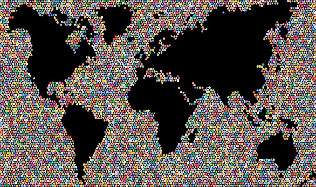 Colorful World Map Mosaic 2 png transparent