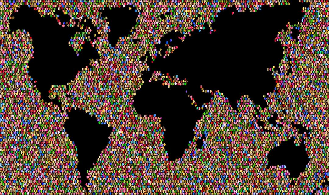 Colorful World Map Mosaic 3 png transparent