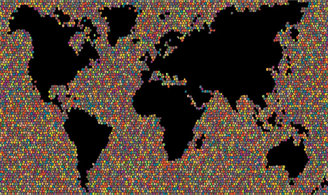 Colorful World Map Mosaic 4 png transparent
