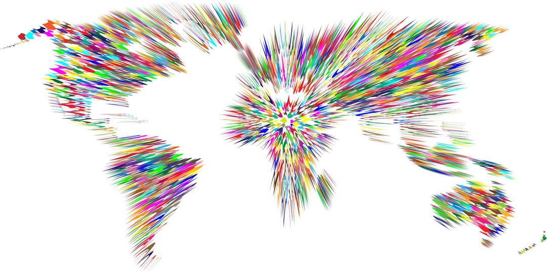 Colorful Zoom Motion Blur World Map png transparent