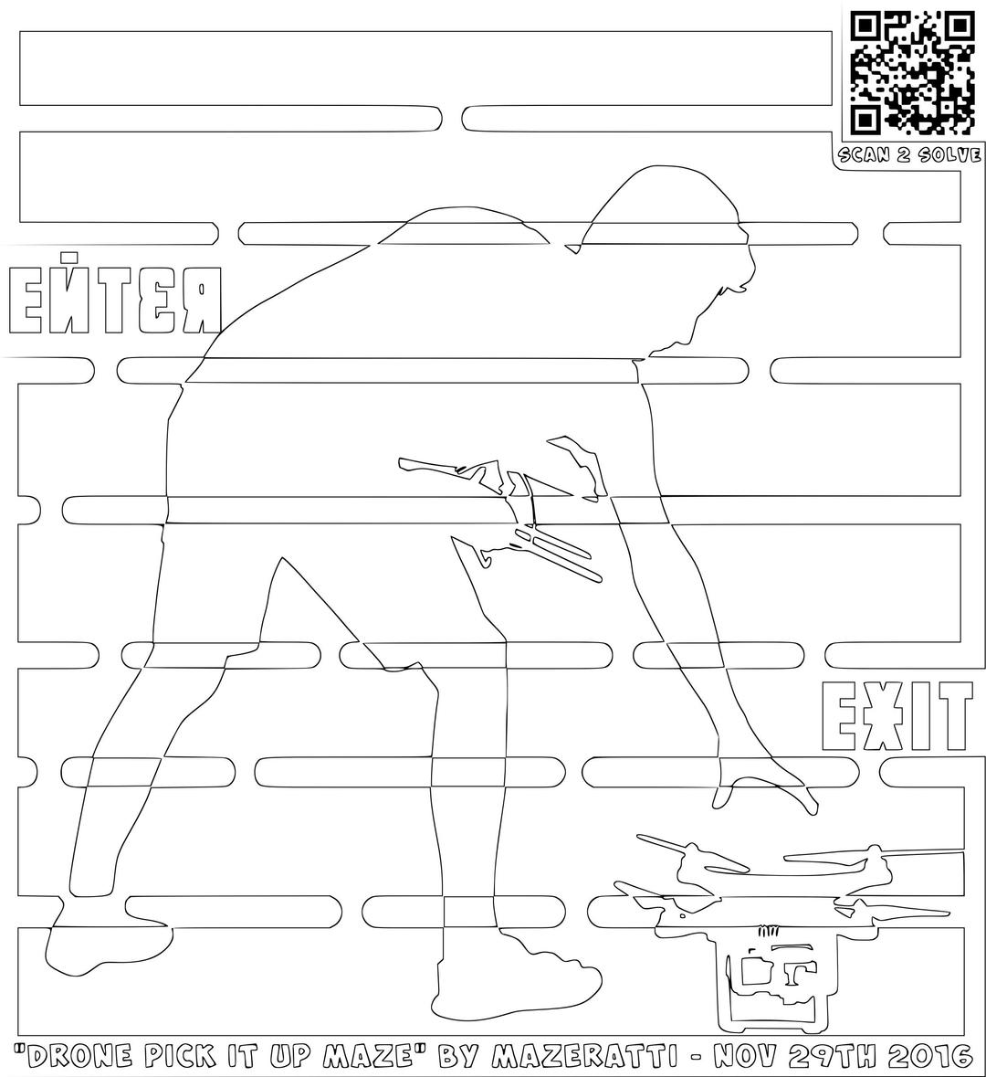 Coloring Page Maze of Picking Up That Drone png transparent