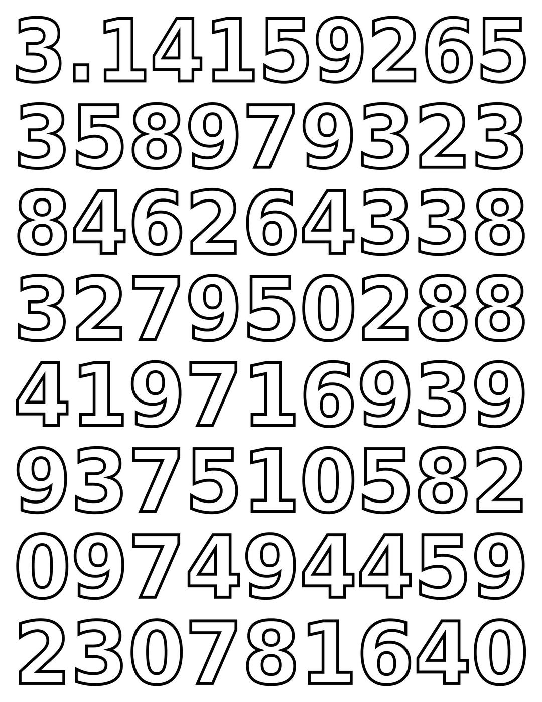 Coloring page - pi day digits of pi png transparent