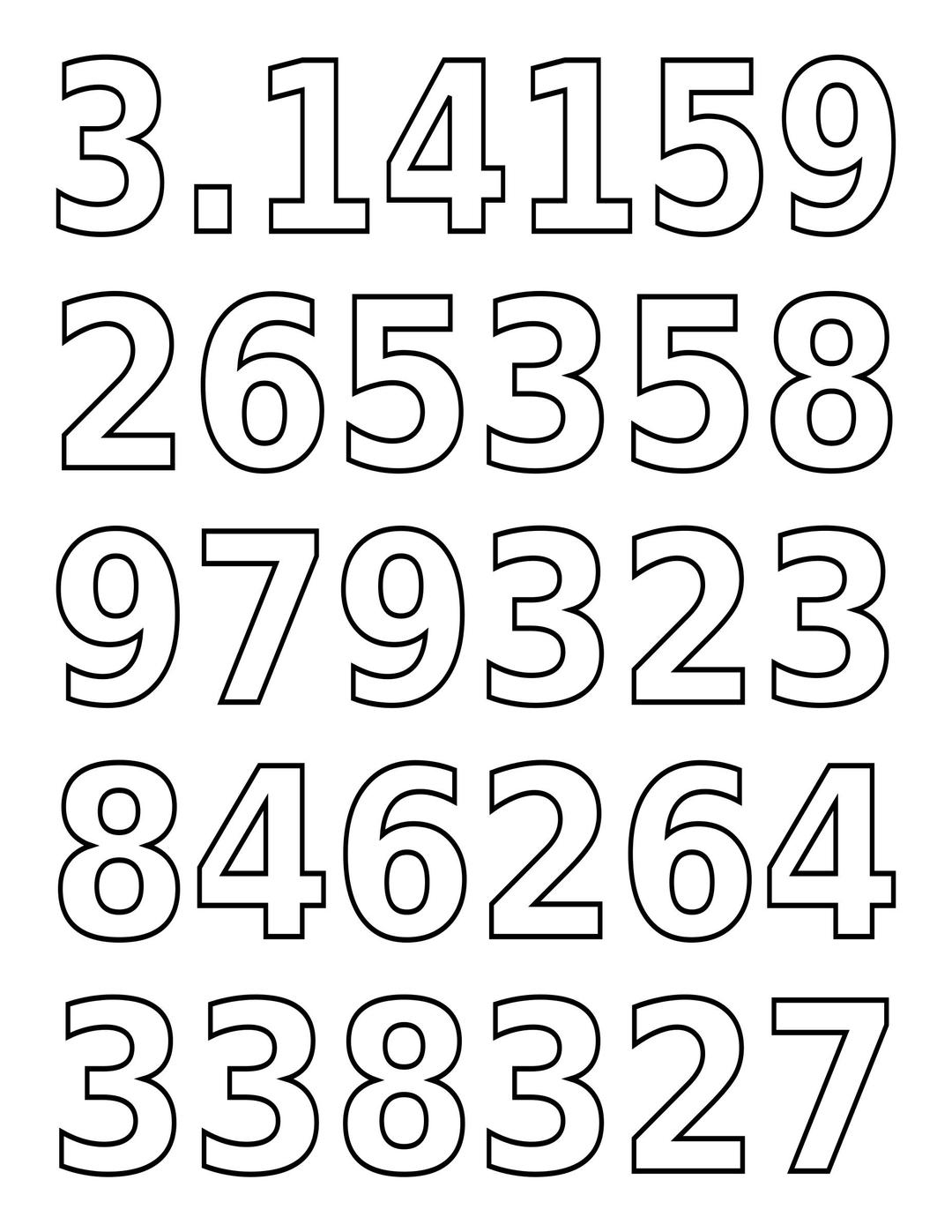 Coloring page - pi day digits of pi large png transparent