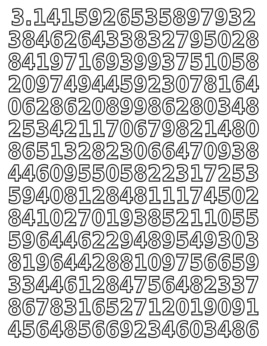 Coloring page - pi day digits of pi small png transparent