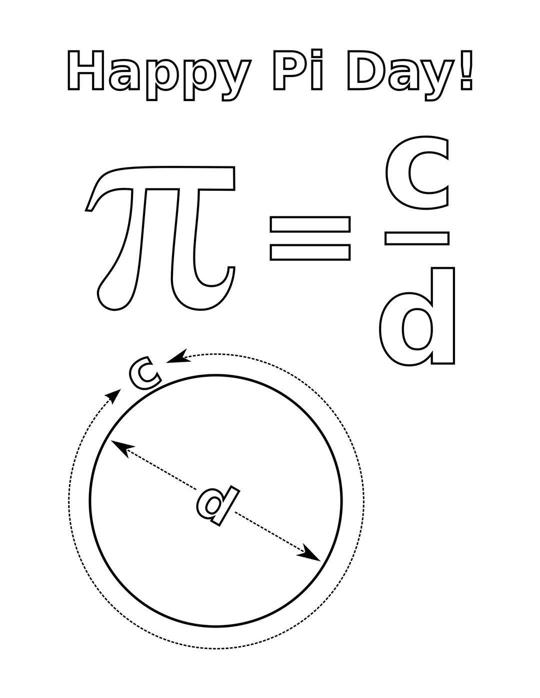 Coloring page - pi day lesson on circles and math png transparent