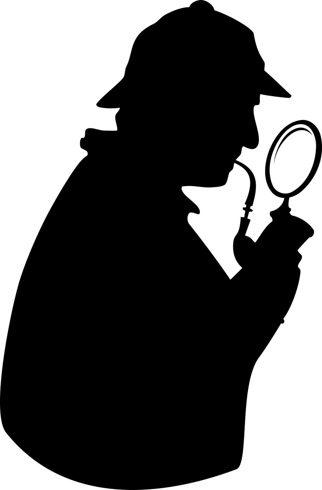 Consulting detective with pipe and magnifying glass [silhouette] png transparent