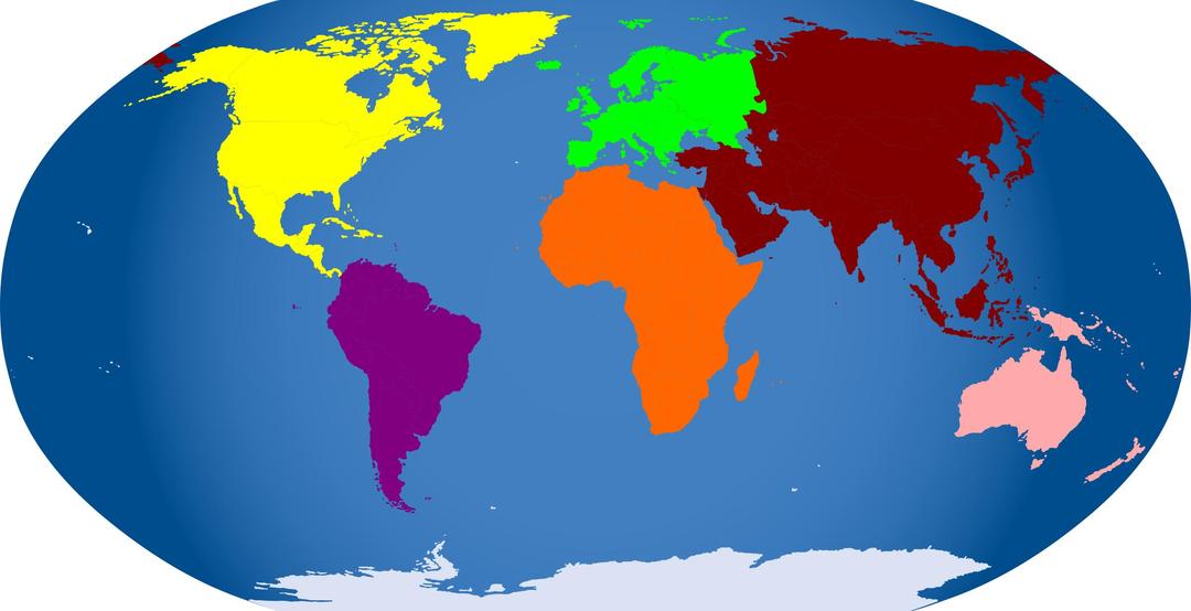Continents colored png transparent