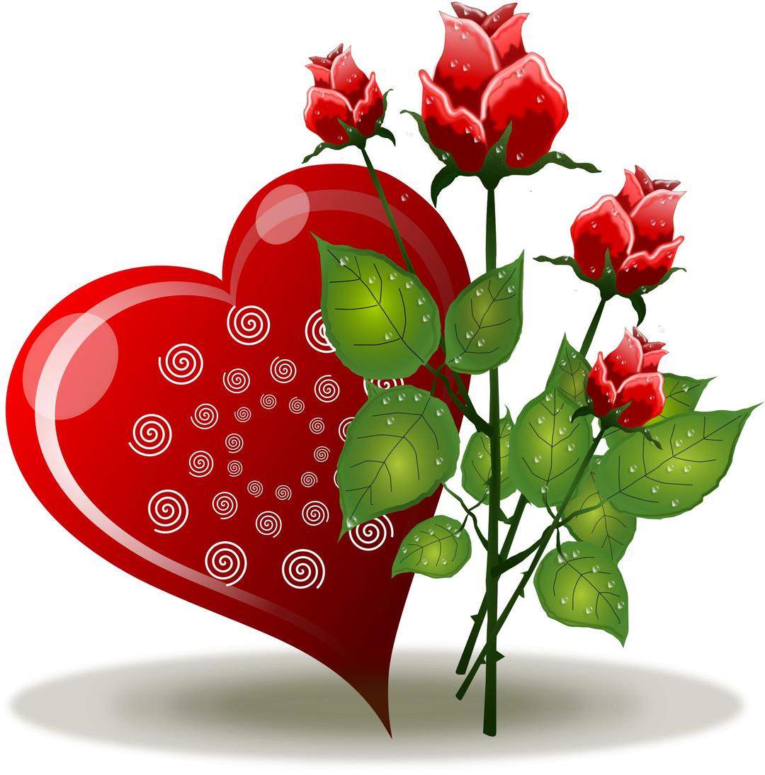 Coração e rosas - Hearth and red roses png transparent