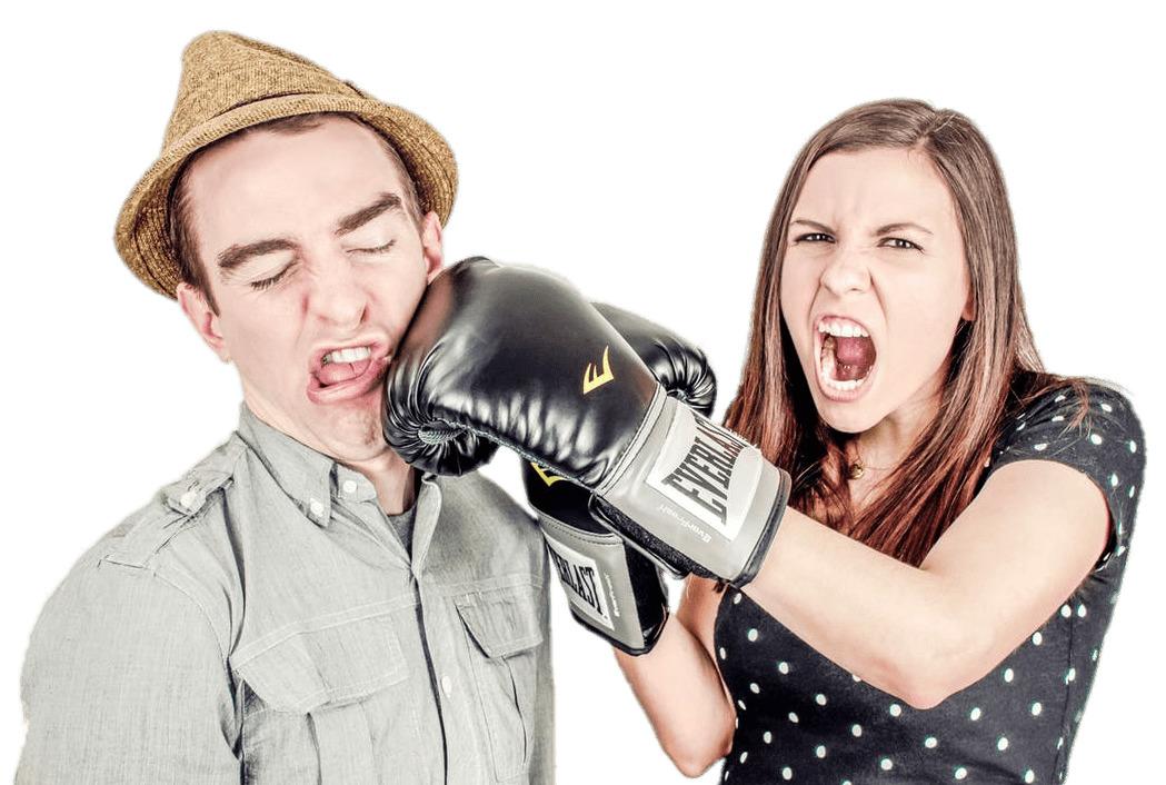 Couple Fighting Woman Punching Man png transparent