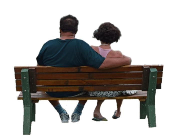 Couple on A Bench Hind View png transparent