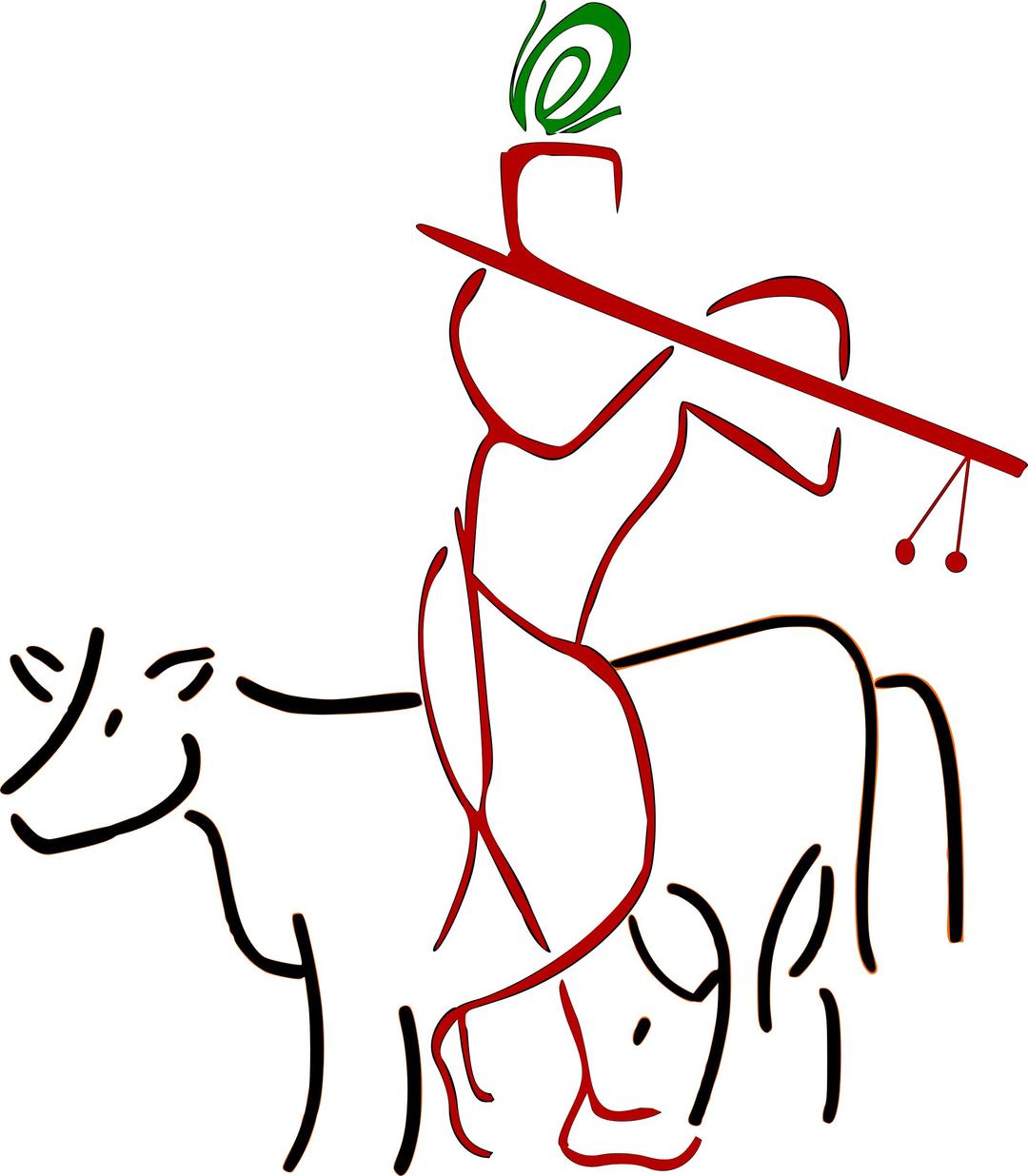 Cow and Krishna png transparent