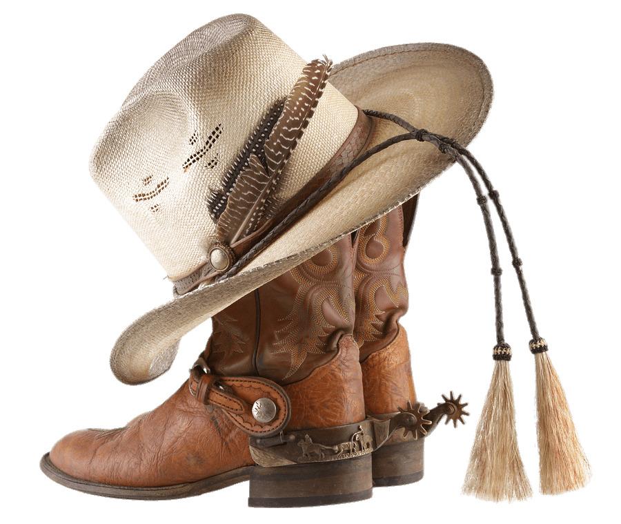 Cowboy Boots and Hat With Tassels png transparent