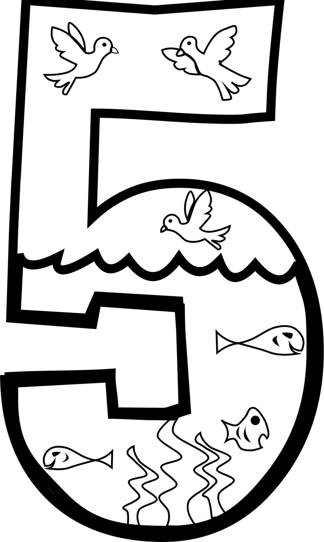 Creation Day 5 Coloring Page png transparent