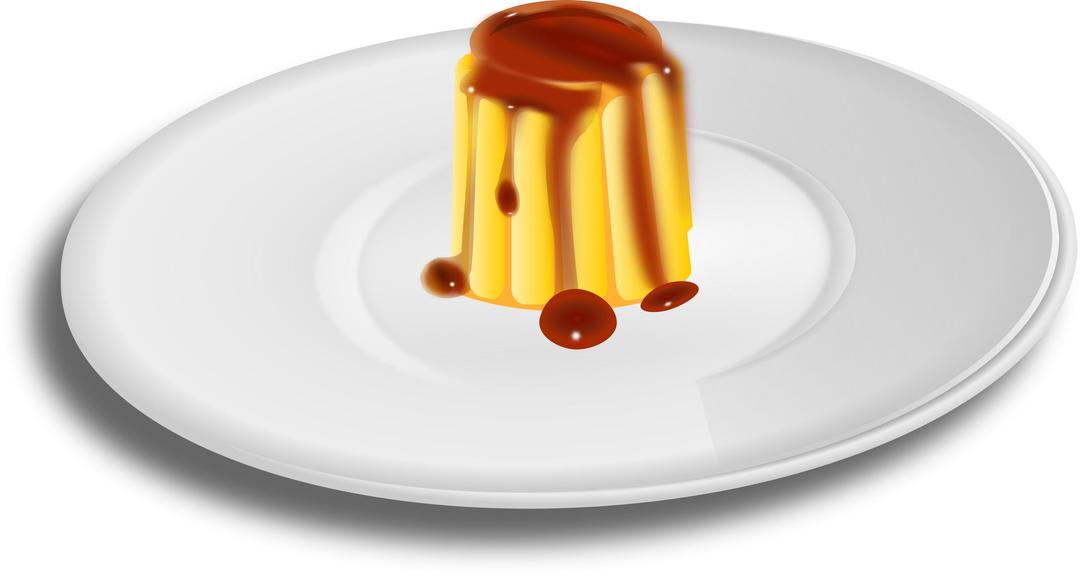 Creme Caramel on plate png transparent