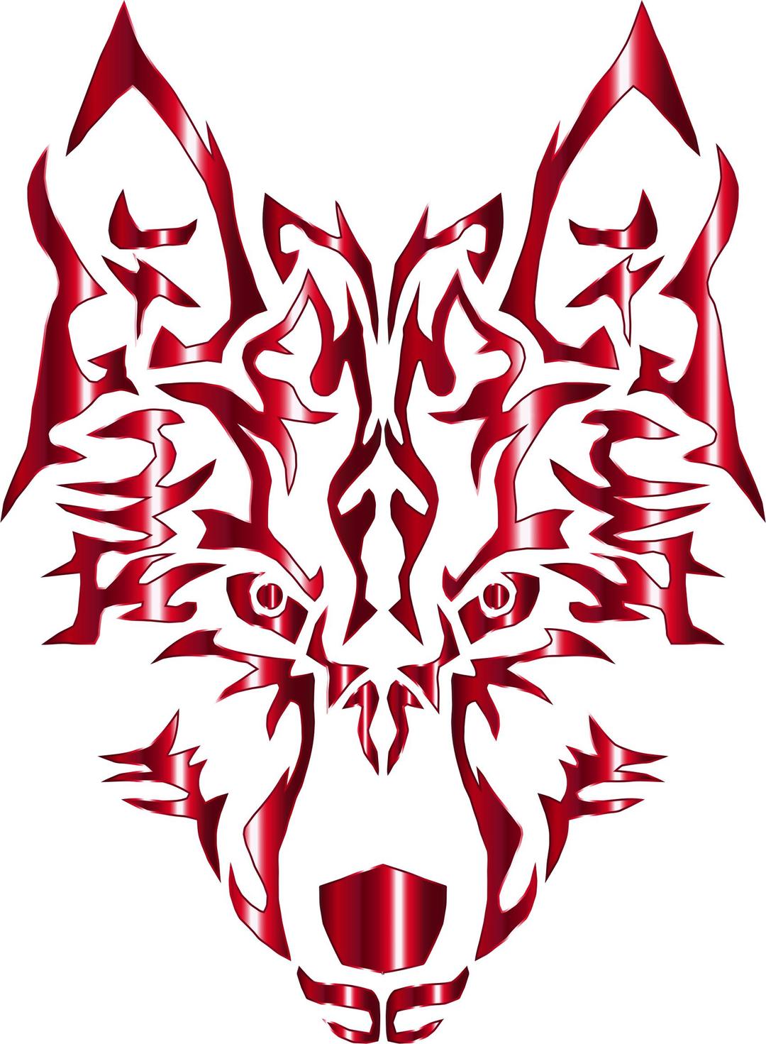Crimson Symmetric Tribal Wolf No Background png transparent