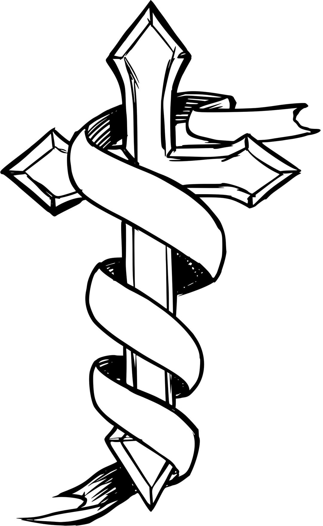 Cross and ribbon png transparent