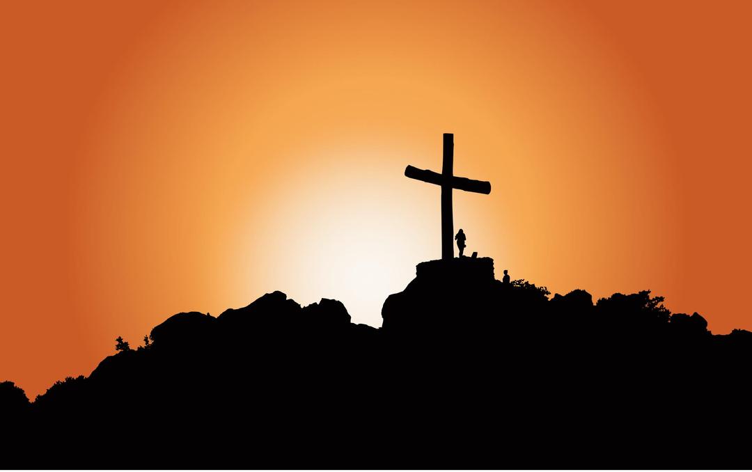 Cross On A Hill Silhouette Sunrise png transparent