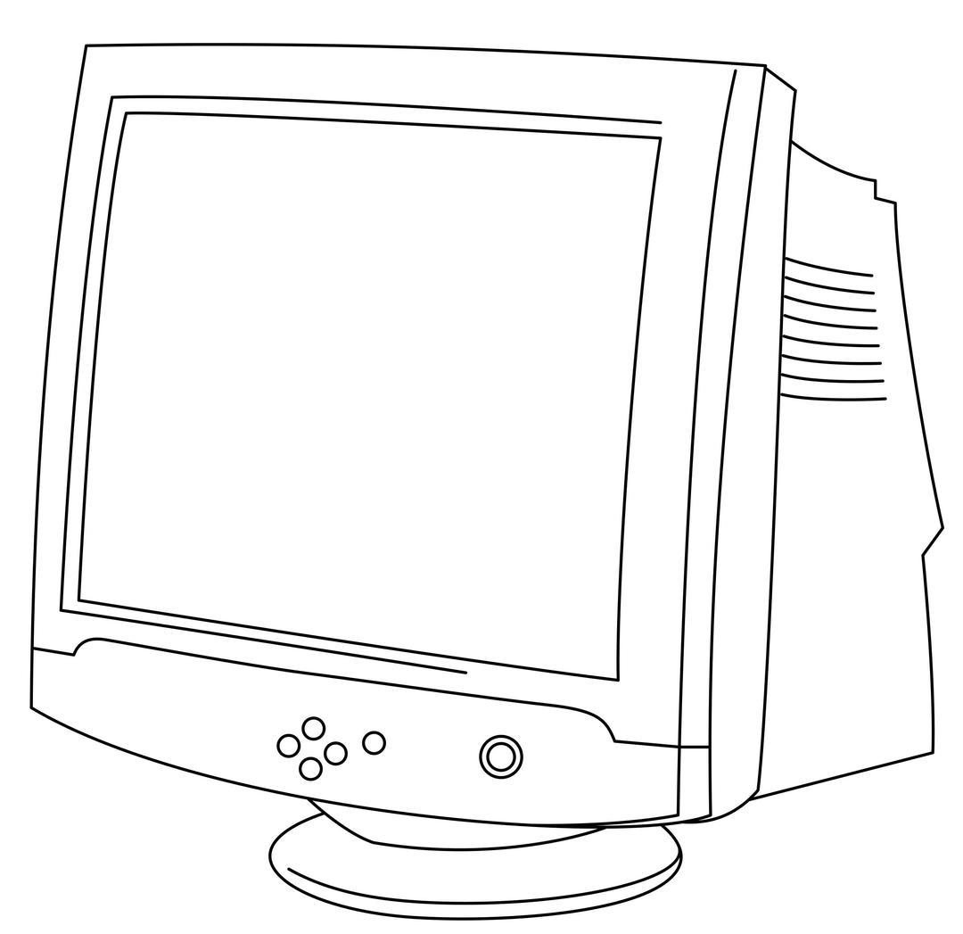 CRT Monitor in Line Art png transparent