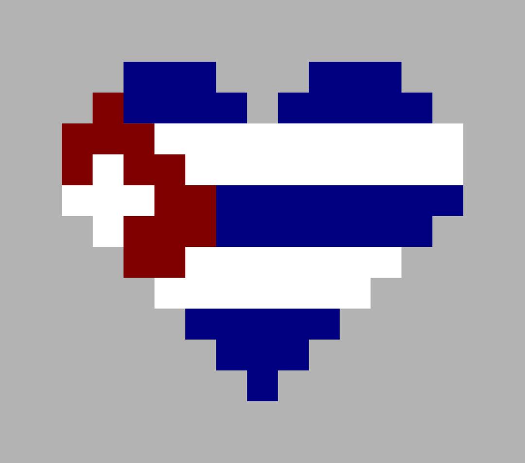 Cuba Flag in Heart Shape Pixel Art  png transparent