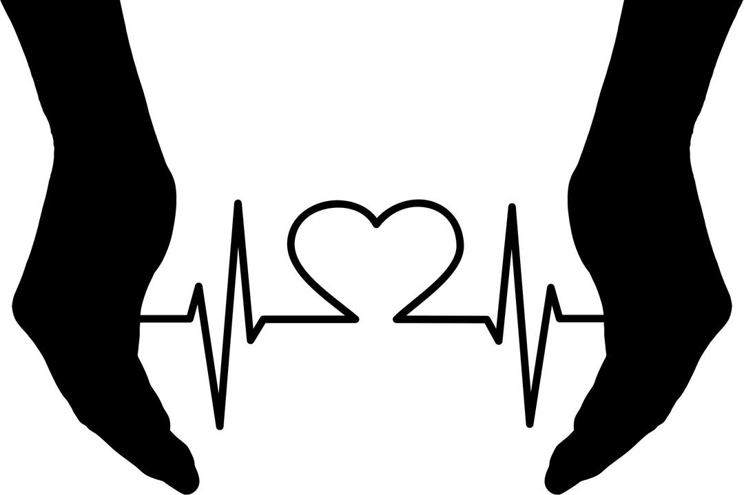 Cupping Hands Heart EKG Silhouette png transparent