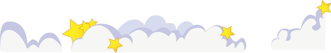 Cute cartoon clouds with stars png transparent