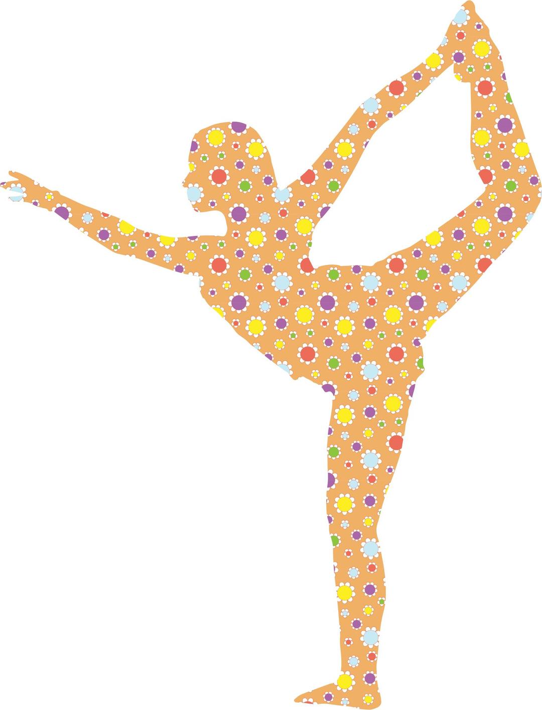 Cute Floral Female Yoga Pose Silhouette 5 png transparent