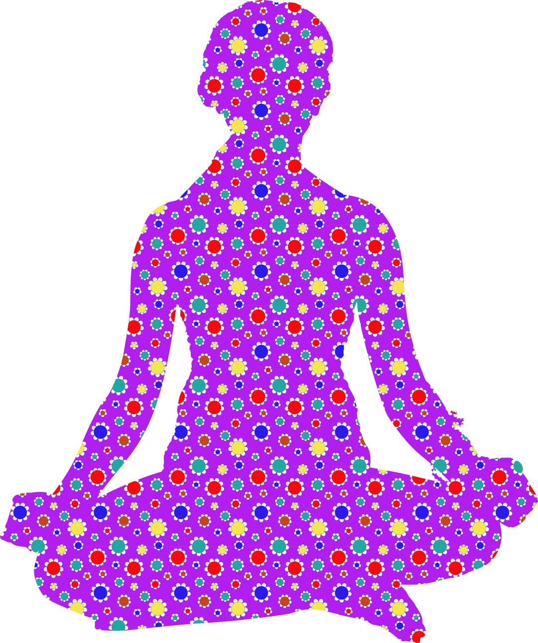 Cute Floral Female Yoga Pose Silhouette 7 Variation 2 png transparent