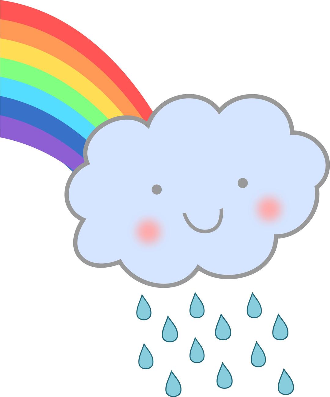Cute Rain Cloud with Rainbow png transparent