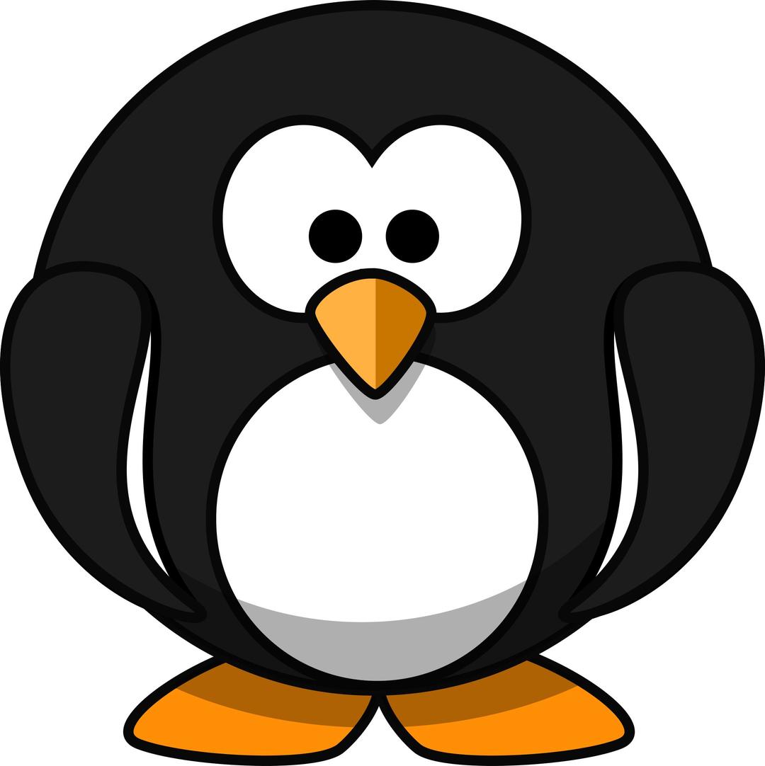 Cute round cartoon penguin (flat colors) png transparent