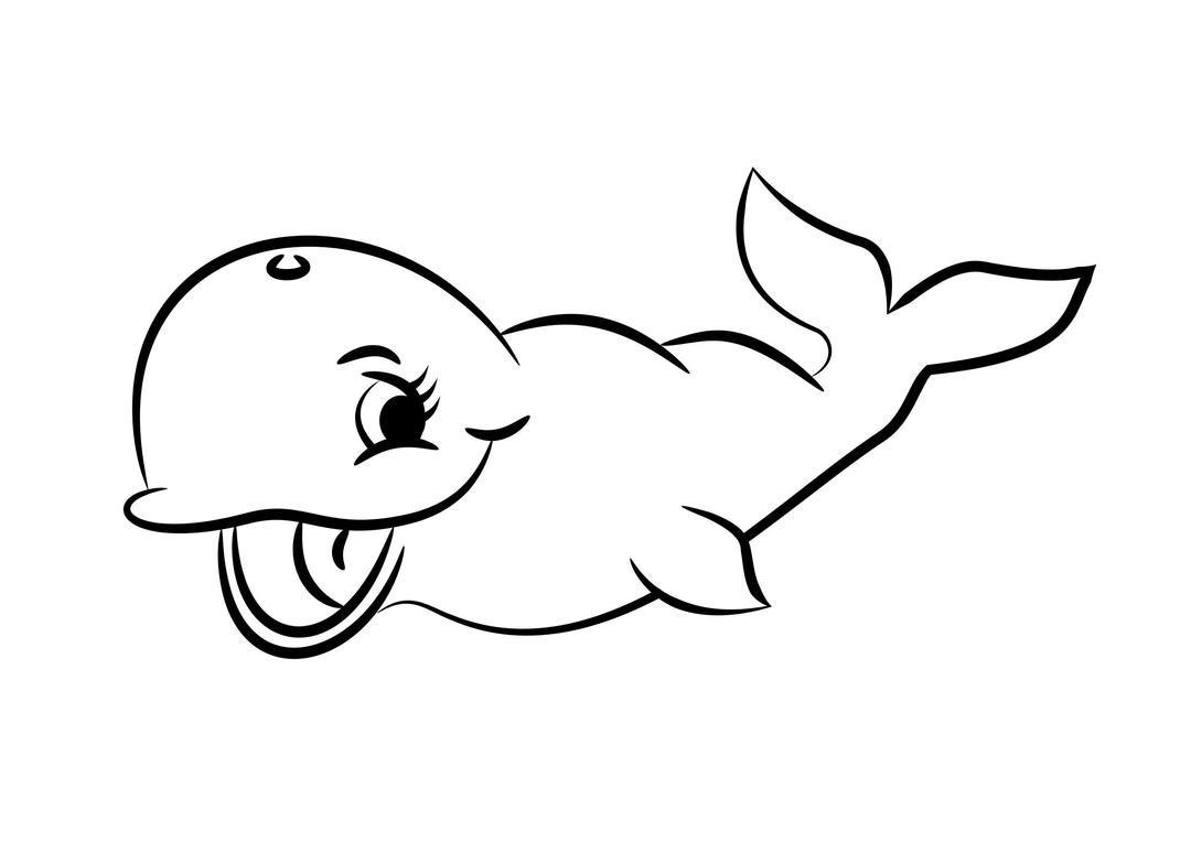 Cute whale black and white png transparent