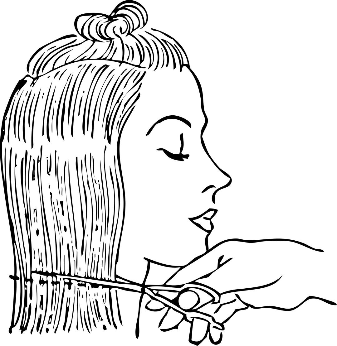 cutting woman's hair 2 png transparent