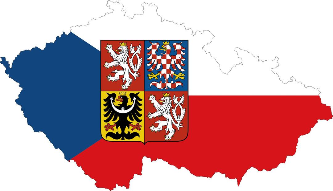 Czech Republic Map Flag With Stroke And Coat Of Arms png transparent