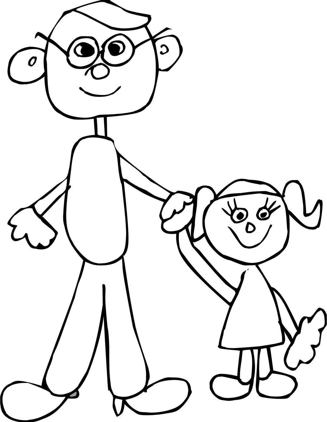 Dad holding daughters hand Animation png transparent