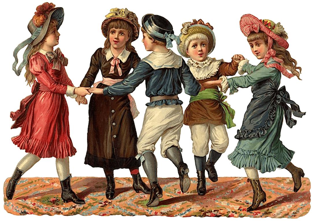 Dancing Victorian Children png transparent