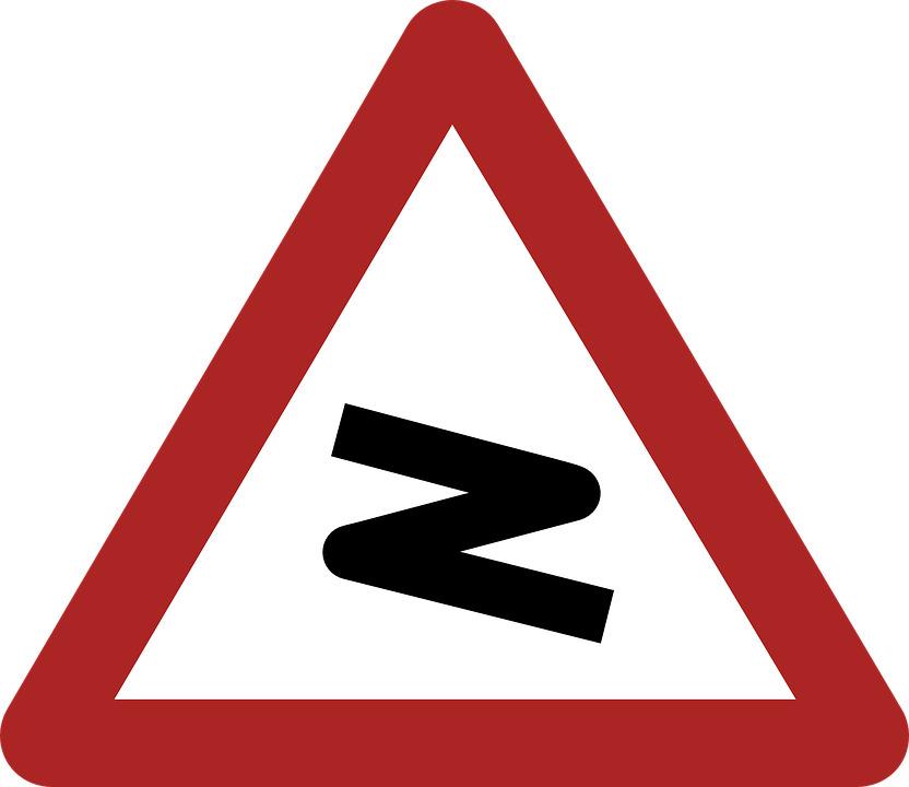Dangerous Bend Warning Road Sign png transparent