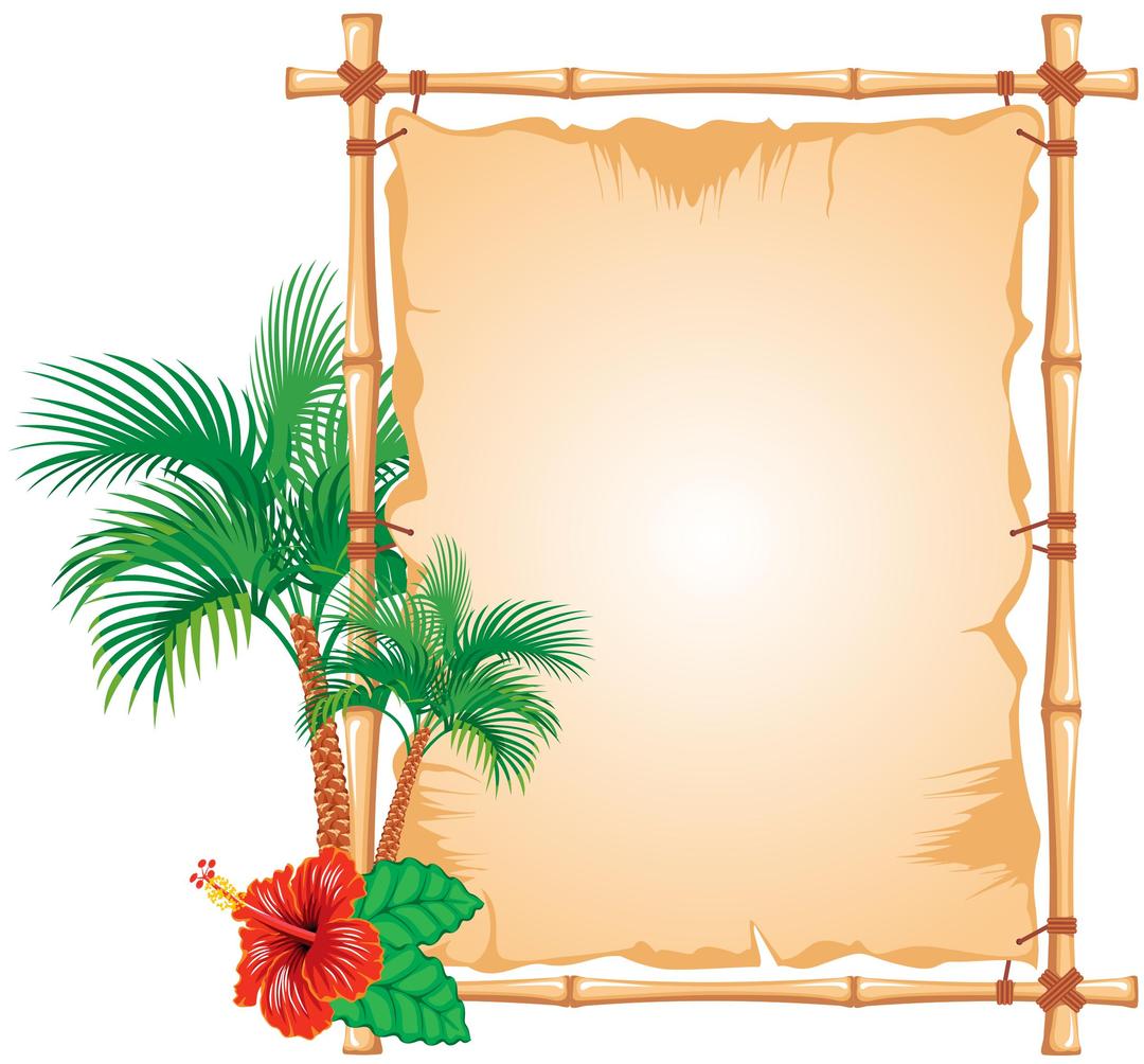 Decorated bamboo frame png transparent