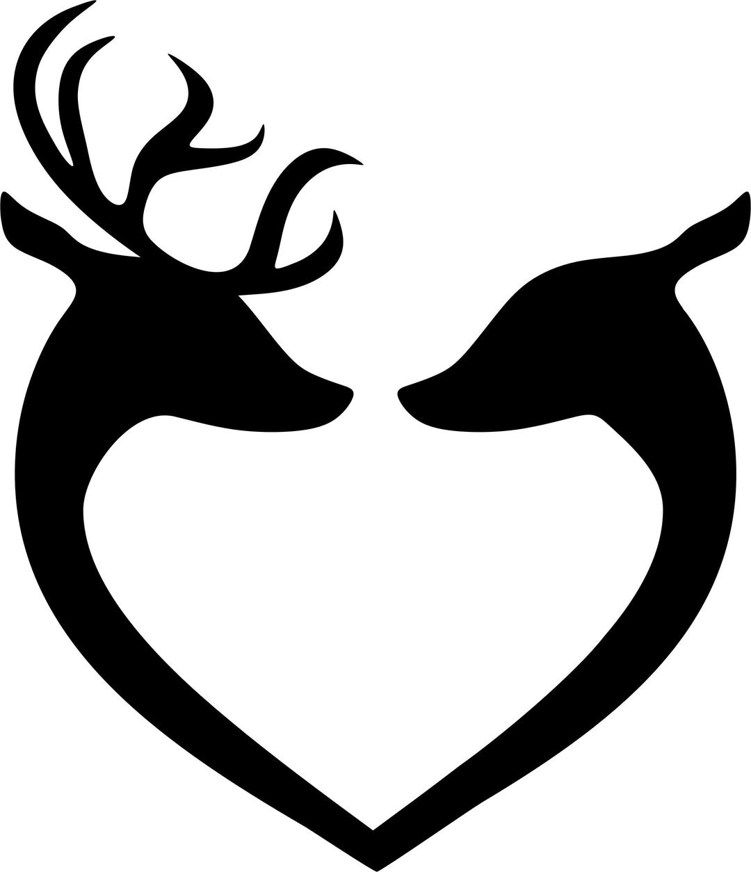 Deer Couple Heart Silhouette Black png transparent