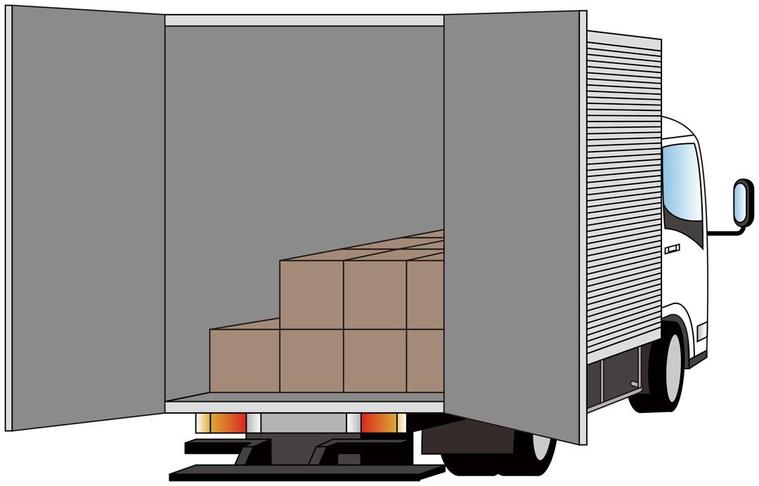 Delivery truck - rear side opened png transparent