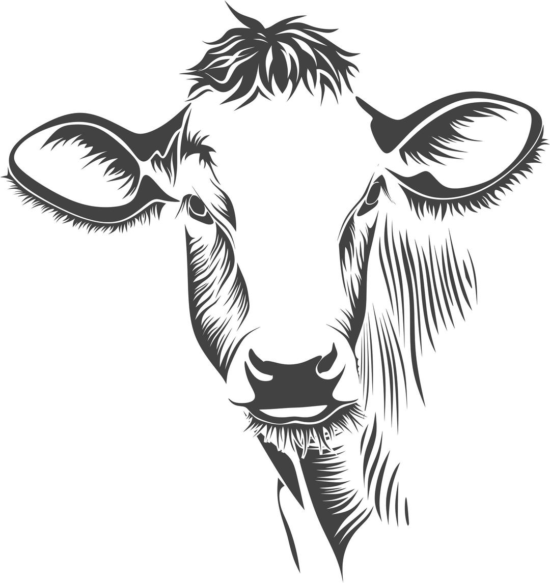 Detailed Cow Line Art png transparent