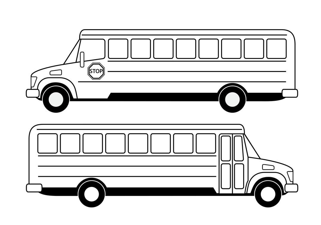 Deux bus scolaires noirs png transparent