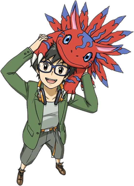 Digimon Characters Keito Tamada and Elecmon png transparent