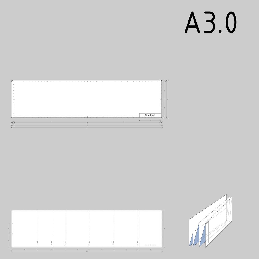 DIN A3.0 technical drawing format and folding png transparent