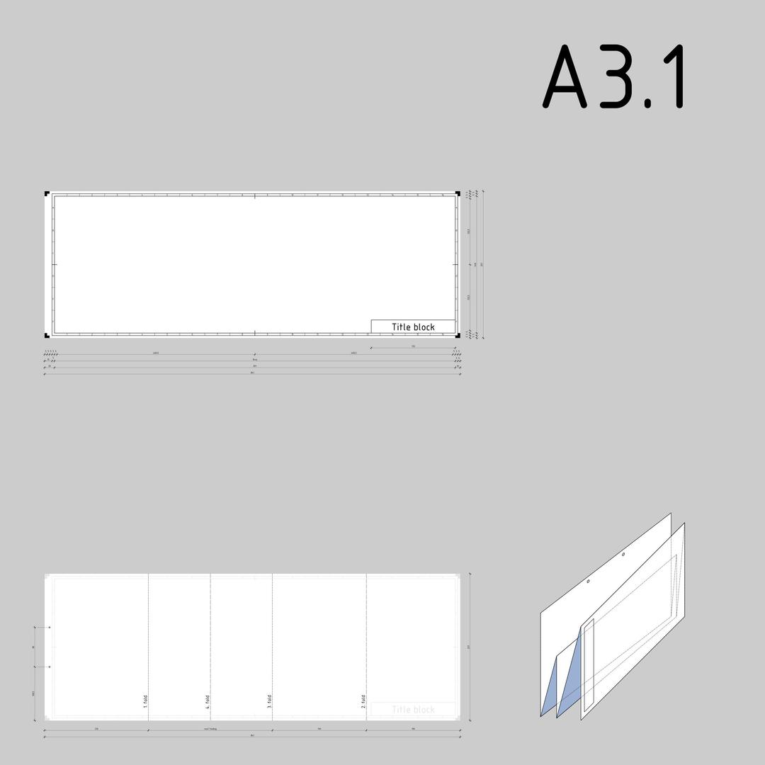 DIN A3.1 technical drawing format and folding png transparent