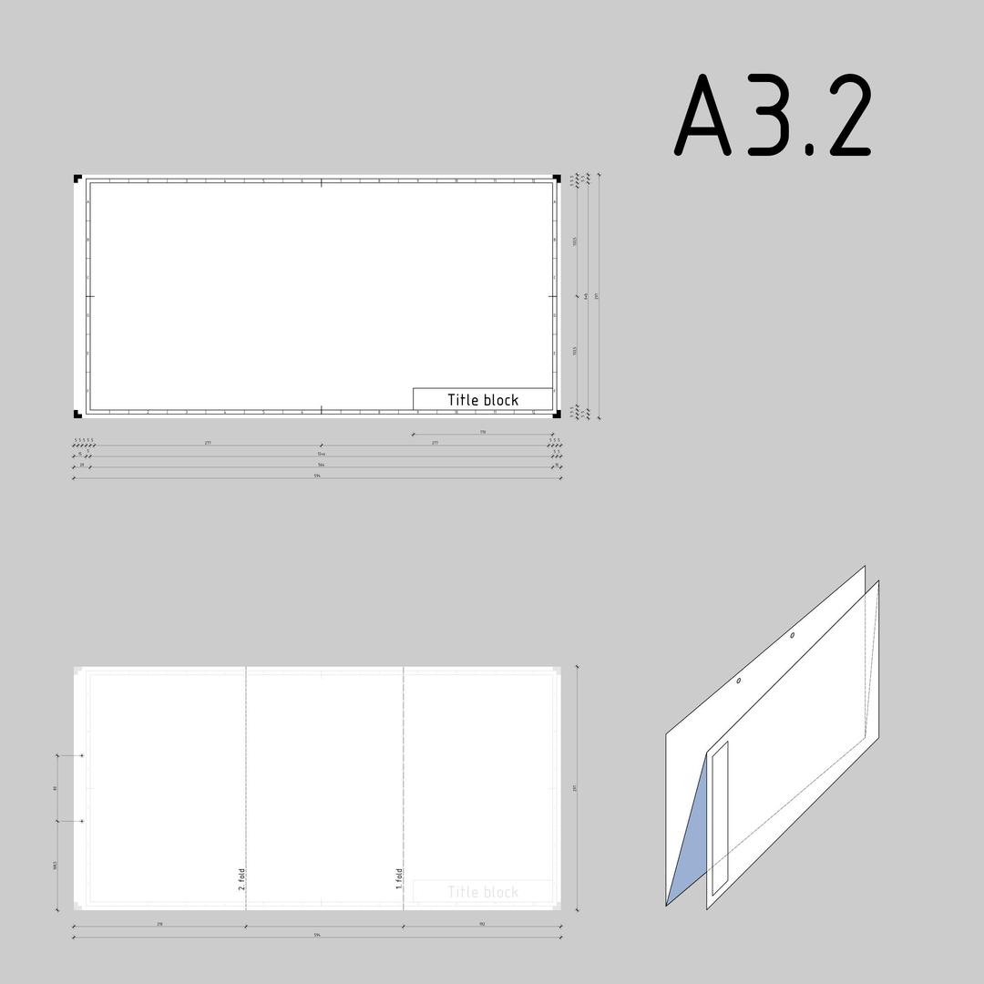 DIN A3.2 technical drawing format and folding png transparent