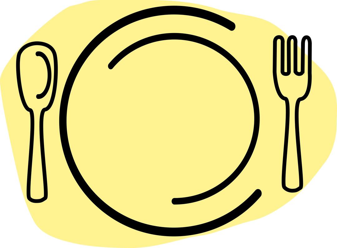 Dinner Plate with Spoon and Fork png transparent