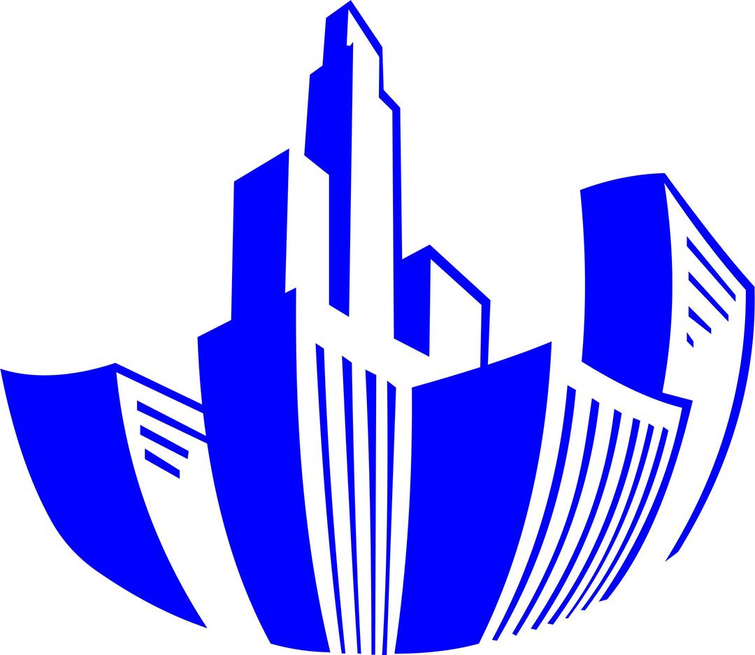 Distorted Buildings Icon Blue png transparent