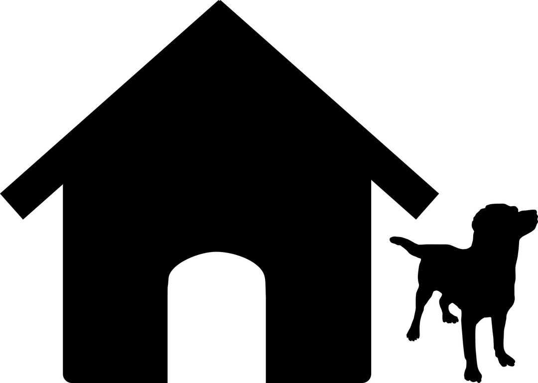 Dog and Doghouse Silhoutte png transparent